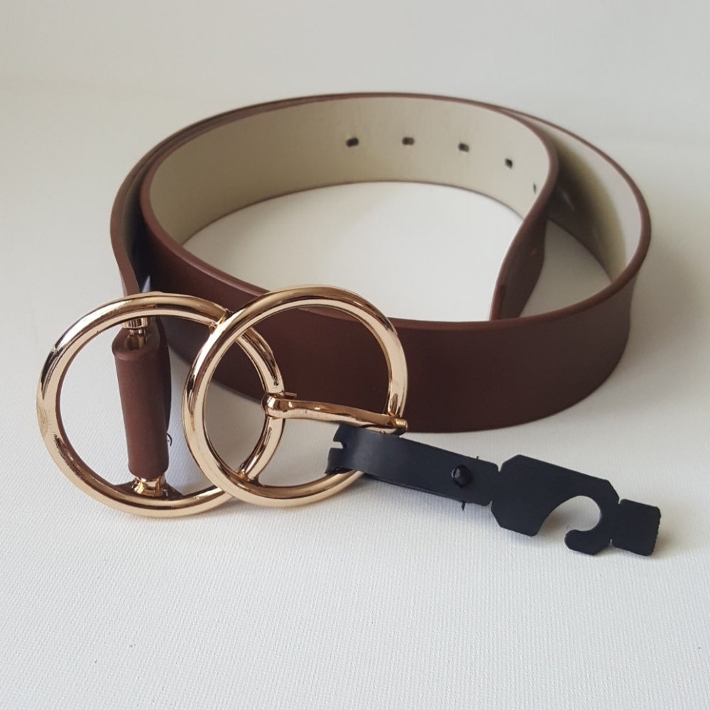 Gold double loop brown belt